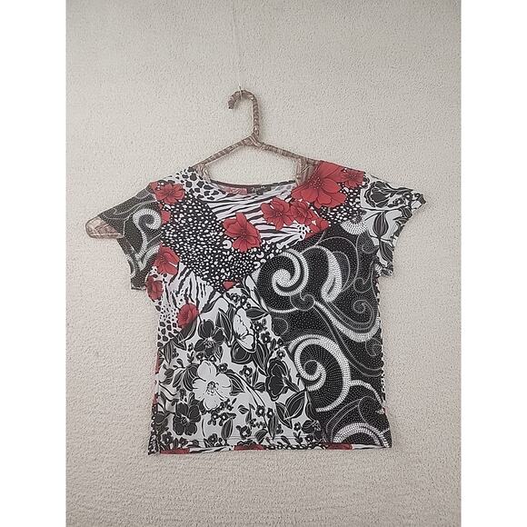 Jessica Tops - Jessica Max Top Floral USA Size L Short Sleeve